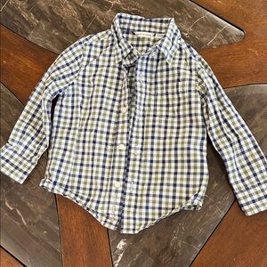 Janie and Jack Blue and Green Checkered Button Down Shirt